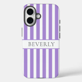 Purple striped Personalized Name  iPhone 16ケース