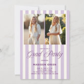 Purple Striped Preppy Graduation 招待状 (裏面)