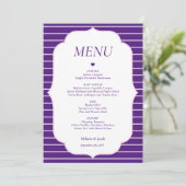 Purple Striped Wedding Menu Flat Card 招待状 (スタンド正面)