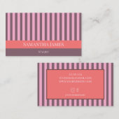 Purple Stripes Colorful Pink Orange 名刺 (正面/裏面)
