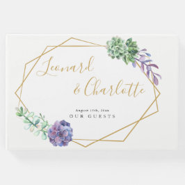 Purple Succulentsのゲスト結婚ズブックキープサケ ゲストブック