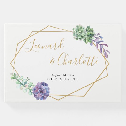 Purple Succulentsのゲスト結婚ズブックキープサケ ゲストブック (正面)