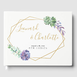 Purple Succulentsのゲスト結婚ズブックキープサケ ゲストブック