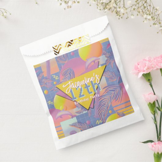 Purple Summer Vaporwave Sunset Birthday フェイバーバッグ (封をした状態)