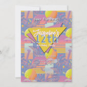 Purple Summer Vaporwave Sunset Birthday 招待状 (正面)