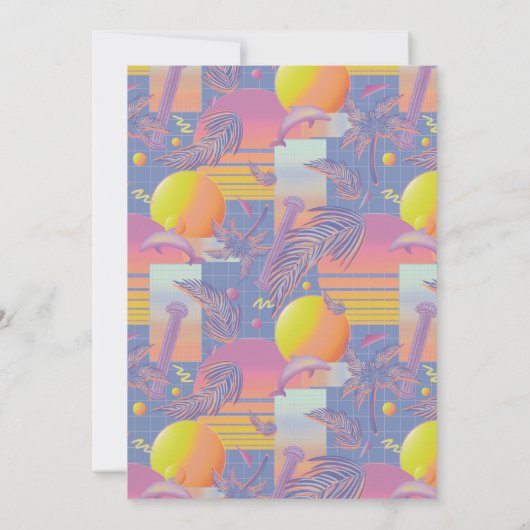 Purple Summer Vaporwave Sunset Birthday 招待状 (裏面)