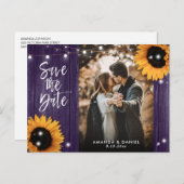 Purple Sunflower日付写真はがきを保存 案内ポストカード (正面/裏面)