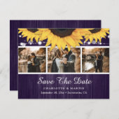 Purple Sunflower結婚の写真保存日時 セーブザデート (正面/裏面)