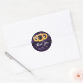 Purple Sunflower 結婚's Thank Stickers ラウンドシール (封筒)