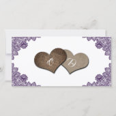 Purple Sunflower Floral Lace Photo Wedding サンキューカード (裏面)