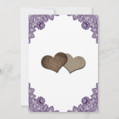 Purple Sunflower Floral Lace Rustic Wedding セーブザデート (裏面)