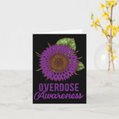 Purple Sunflower Ribbon Overdose Awareness Support カード (黄色い花)