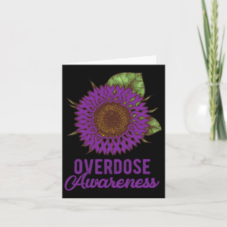 Purple Sunflower Ribbon Overdose Awareness Support カード