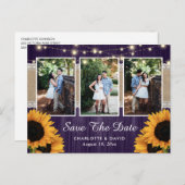 Purple Sunflower Save The Date Photo Postcard 案内ポストカード (正面/裏面)