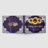 Purple Sunflower Wood Floral Lace Wedding ゲストブック (全面)