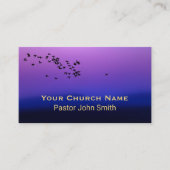 Purple Sunset Birds Church Pastor QR Code 名刺 (正面)