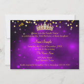 Purple Sweet 16 Birthday Diamond Tiara Carriage 招待状 (裏面)