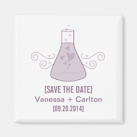 Purple Sweet Chemistry Save the Date Magnet マグネット (正面)