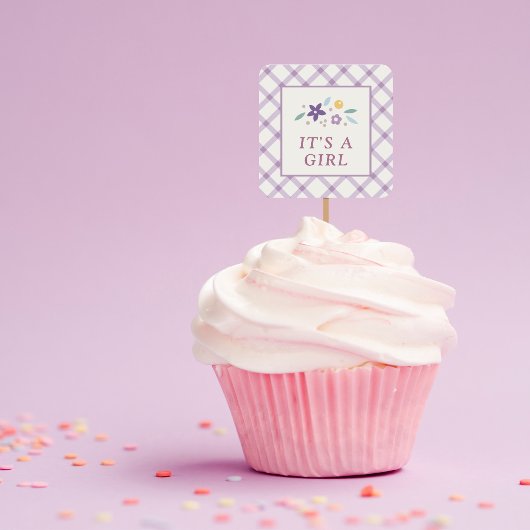 Purple Sweet Floral Baby Girl Envelope Seal Label スクエアシール