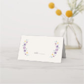 Purple Sweet Floral Baby Shower Folded Place Card プレイスカード (正面)