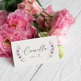Purple Sweet Floral Baby Shower Folded Place Card プレイスカード