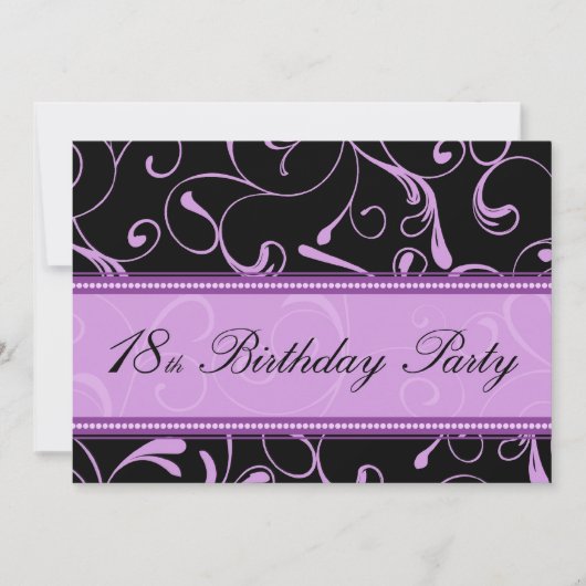 Purple Swirl 18th Birthday Party Invitation Cards( 招待状 (正面)