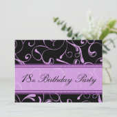 Purple Swirl 18th Birthday Party Invitation Cards( 招待状 (スタンド正面)