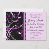 Purple Swirl 21st Birthdayパーティの招待状カード 招待状 (裏面)