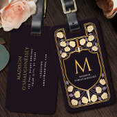 Purple Sword Shield Medieval Fantasy Monogram ラゲッジタグ