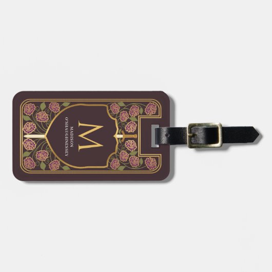Purple Sword Shield Medieval Fantasy Monogram ラゲッジタグ (正面横)