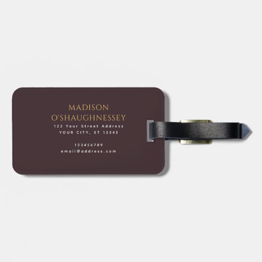 Purple Sword Shield Medieval Fantasy Monogram ラゲッジタグ (裏面横)