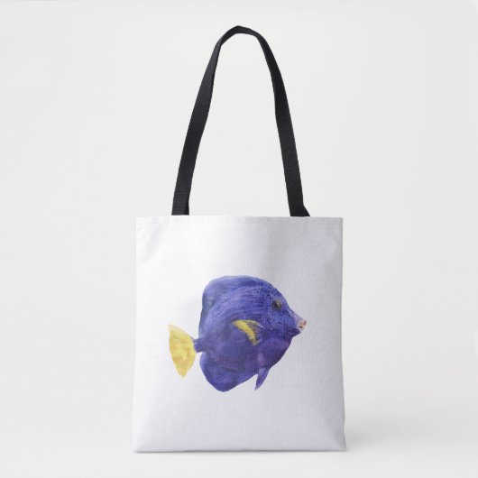 Purple Tang Fish Watercolor Illustration トートバッグ (正面)