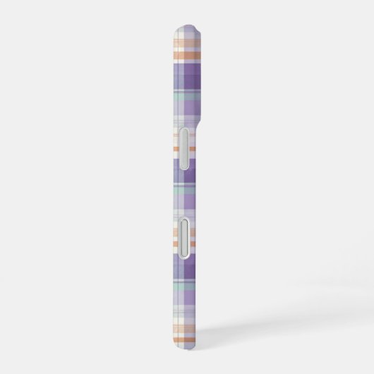 Purple Tartan Plaid Monogram Design iPhone 16ケース (右側面)