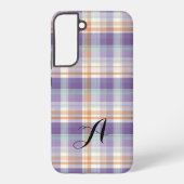 Purple Tartan Plaid Monogram Design Samsung Galaxyケース (裏面)