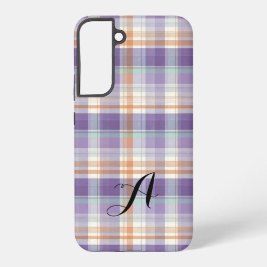 Purple Tartan Plaid Monogram Design Samsung Galaxyケース (裏面)