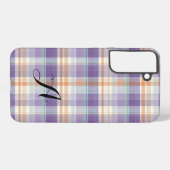 Purple Tartan Plaid Monogram Design Samsung Galaxyケース (裏面横)
