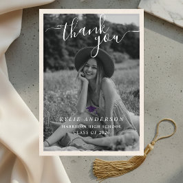 Purple Tassel Senior Photo High School Graduation  サンキューカード