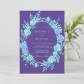 Purple Teal Botanical Romance Wedding 招待状 (スタンド正面)
