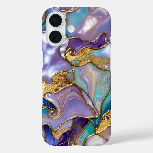 Purple Teal Marble Phone Case Gold Luxury Case-Mate iPhoneケース (裏面)