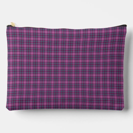 Purple Teal Plaid Tartan Pattern アクセサリーポーチ (正面)