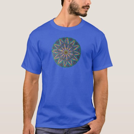 Purple/Teal Starburst Mandala T-shirt Tシャツ (正面)