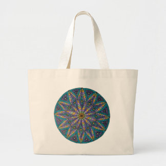 Purple/Teal Starburst Mandala Tote Bag ラージトートバッグ