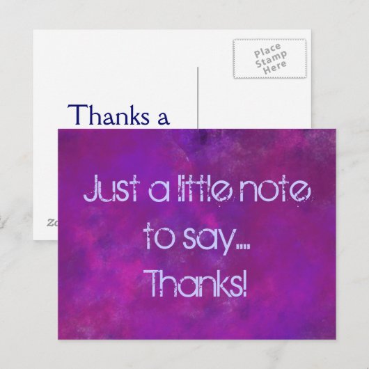 Purple Thank YOU with message ポストカード (正面/裏面)