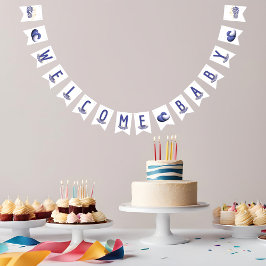 Purple theme baby shower bunting banner バンティングフラッグ