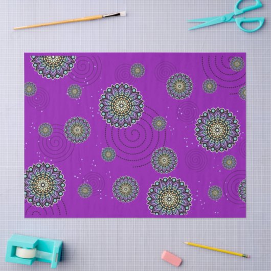 Purple Themed Round Design Pattern 薄葉紙 (クラフト)