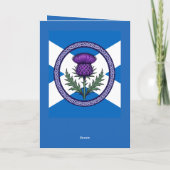 Purple Thistle and Saltire Framed by Celtic カード (裏面)