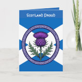 Purple Thistle and Saltire Framed by Celtic カード (正面)