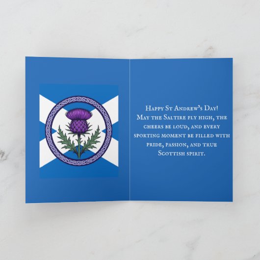 Purple Thistle and Saltire Framed by Celtic カード (内部)