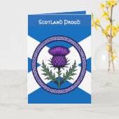 Purple Thistle and Saltire Framed by Celtic カード (黄色い花)