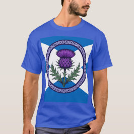 Purple Thistle and Saltire Framed by Celtic  Tシャツ